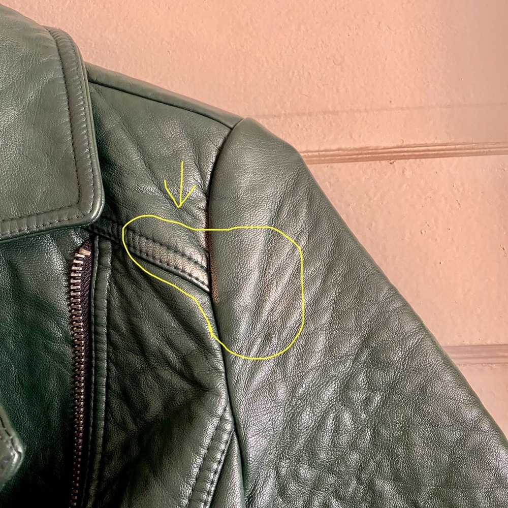 F21 /Forever21 green faux leather jacket - Picture 6 of 7